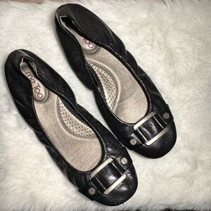Me Too Black Flats with Decorative Buckle